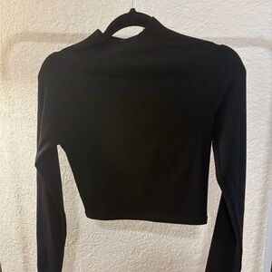 Zara Black Long Sleeve Crop Turtleneck